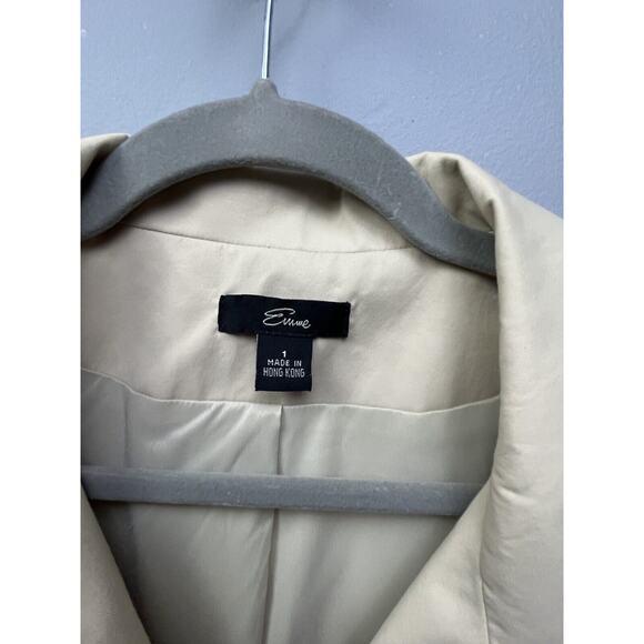 Emme Trench Coat Womens plus size 1X Button front Tan Mid Length - Picture 3 of 9